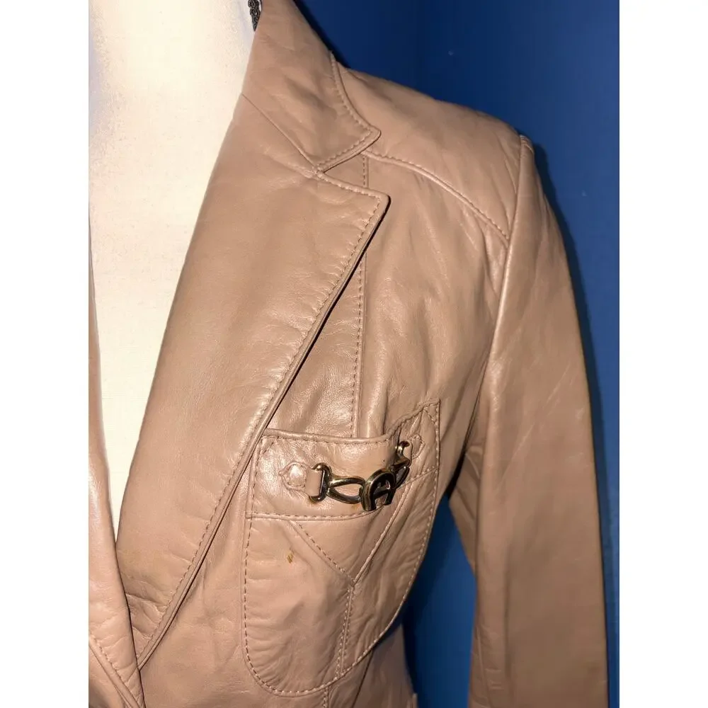 1970s Etienne Aigner Vintage Leather Jacket – Size 10 – Excellent Condition - Picture 2 of 11